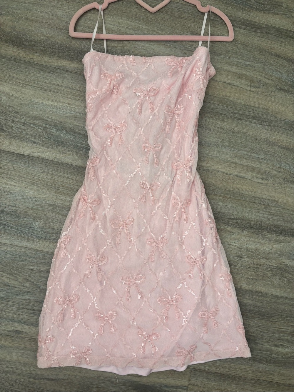 Windsor Pale Pink Sequin Bow Slip Dress